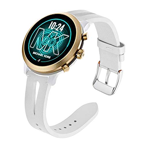 LvBu Armband Kompatibel mit Michael Kors MKGO, Quick Release Leder Classic Ersatz Uhrenarmband für Michael Kors Access MKGO Smartwatch (Weiß) von LvBu