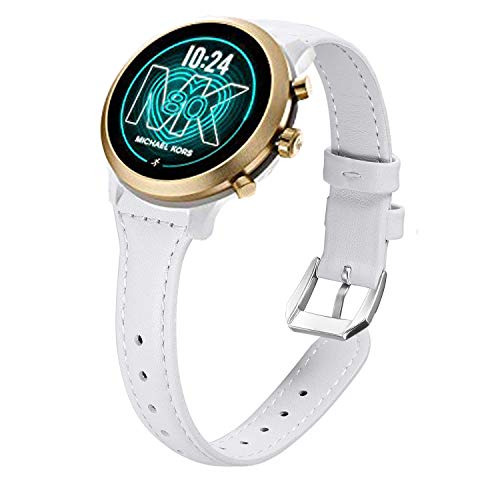 LvBu Armband Kompatibel mit Michael Kors MKGO, Quick Release Leder Classic Ersatz Uhrenarmband für Michael Kors Access MKGO Smartwatch (Weiß) von LvBu