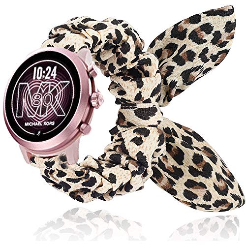 LvBu Armband Kompatibel mit Michael Kors MKGO/Lexington, weiche niedlichen Bogenknoten Haargummis Uhrenarmband für Michael Kors Access Gen 4 MKGO/Michael Kors gen 5 Lexington (Leopard) von LvBu