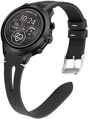 LvBu Armband Kompatibel mit Michael Kors Runway, Quick Release Leder Classic Ersatz Uhrenarmband für Michael Kors Access Runway Smartwatch (Schwarz) von LvBu