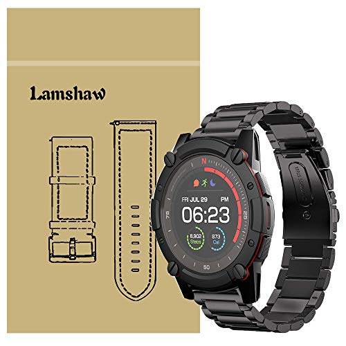 LvBu Armband Kompatibel mit PowerWatch 2, Classic Edelstahl Uhrenarmband für Matrix PowerWatch 2 Smartwatch (Schwarz) von LvBu