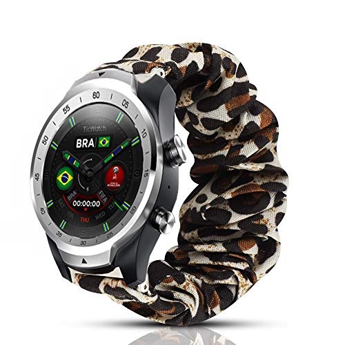 LvBu Armband Kompatibel mit Ticwatch Pro, weiche Haargummis Uhrenarmband für Ticwatch Pro Smartwatch (Leopard) von LvBu