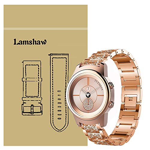 LvBu Damen Edelstahl Bracelet Kompatibel für 3Plus Callie, Kristall Rhinestone Diamant Uhrenarmband für 3Plus Callie Smartwatch (Roségold) von LvBu