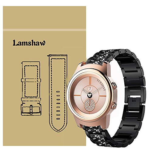 LvBu Damen Edelstahl Bracelet Kompatibel für 3Plus Callie, Kristall Rhinestone Diamant Uhrenarmband für 3Plus Callie Smartwatch (Schwarz) von LvBu