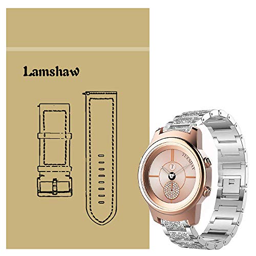 LvBu Damen Edelstahl Bracelet Kompatibel für 3Plus Callie, Kristall Rhinestone Diamant Uhrenarmband für 3Plus Callie Smartwatch (Silber) von LvBu