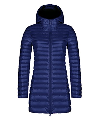 LvRao Damen Steppjacke mit Kapuze Daunenmantel Verpackbar Leichte Daunenjacke Länge Jacken Winter Langarm Parka (Marine, CN 3XL) von LvRao