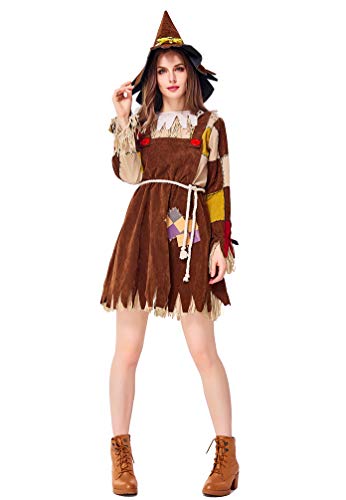 LvRao Partykleider für Damen Mädchen Vogelscheuche Kostüme für Eltern-Kind Halloween Party Cosplay - Khaki (Erwachsene), CN M von LvRao