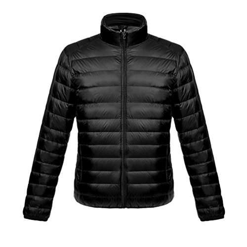 LvRao Ultra Leicht Daunenjacke für Herren Stehkragen Daunen Mantel Winter Übergangsjacke Gesteppt Langarm Steppjacke (Schwarz, CN 2XL) von LvRao