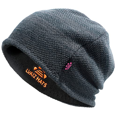 Lvaiz Herren Winter Beanie Mütze Warm Fleece Gefüttert Totenkopf Kappe für Herren Wendbar Frauen Winddichte Uhr Hut Strick Warm Unisex Beanie, Schwarz, Einheitsgröße von Lvaiz Hats