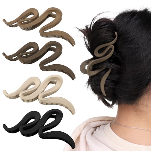 Lvefyti 4 Stück Große Haarklammer für dickes Haar,13cm Haarspangen mit Wellenform,Rutschfest aar Jaw Clips,Haarstyling Zubehör für Frauen Mädchen von Lvefyti