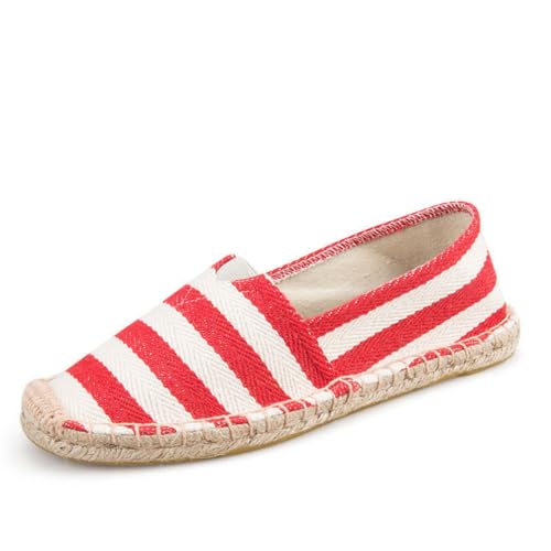 Lvguang Espadrilles für Damen Herren Slip-On Sommerschuhe Slipper Freizeitschuhe Flache-Schuhe Leinenschuhe Canvas Espadrilles mit Geschlossener von Lvguang