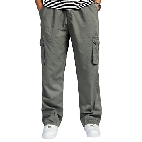 Lvguang Herren Cargo Wanderhosen Cargohose Plus Größe Hose Pants Work Multi-Tasche Sporthosen (Armee Grün, Asia 3XL) von Lvguang