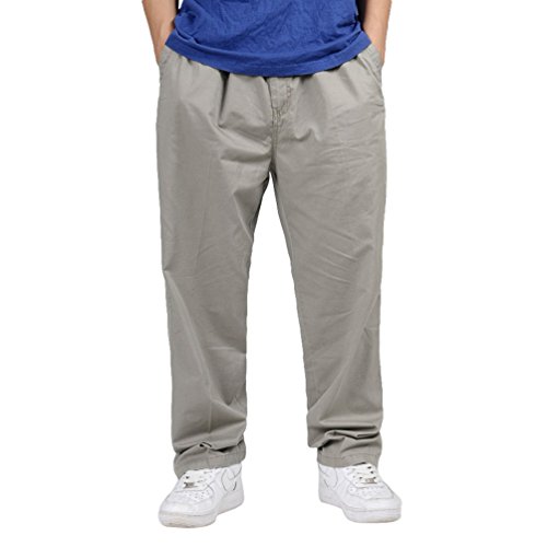 Lvguang Herren Freien Sporthose Dünn Cargohose Gummizug Große Größen Atmungsaktiv Weit Hose mit Tasche (Khaki, Asia 6XL) von Lvguang