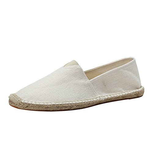 Lvguang Unisex-Erwachsene Freizeit Loafers Comfort Espadrilles Mode Einfarbig Slip on Flach Freizeitschuhe Weiß, Asia 44 (270cm) von Lvguang