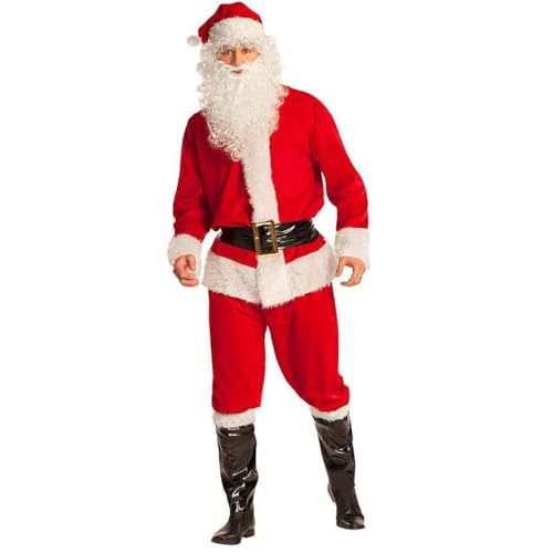Lvguang Weihnachtsmann Nikolauskostüm Herren Set mit Bart Mütze Gürtel Nikolaus Santa Claus Verkleidung Plüsch Weihnachten Outfit Kostüm für Nikolaus Nikolaus Anzug-XL von Lvguang