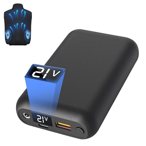 Lvkakmox 21V 20000mAh Akku für Kühlweste mit 3 Geschwindigkeitsstufen, Kompatibel mit Kühlventilatorwesten, Leicht & Tragbar von Lvkakmox
