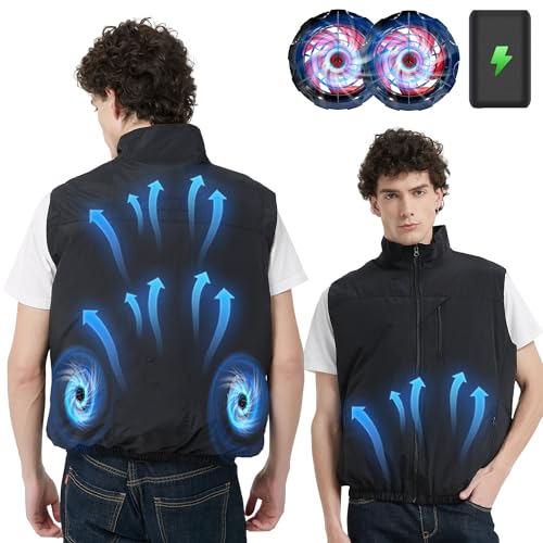 Lvkakmox Kühlweste mit 2 Bürstenlosen Ventilatoren & 21V 20000mAh Akku - Kühlventilatorweste für Männer & Frauen, 4 Geschwindigkeitsstufen von Lvkakmox