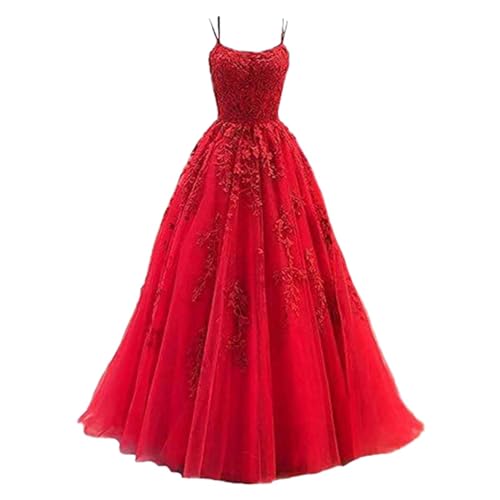 Kleider Hochzeitsgast Damen, Ballkleid Damen Aus TüLl Mit SpaghettiträGern Lange Spitzenapplikationen Brautkleider - A Linie Formelle Party Abendkleider Ballkleider Lang Cocktailkleid Brautjungfernkl Kleider Hochzeitsgast Damen, Ballkleid Damen Aus TüLl Mit SpaghettiträGern Lange Spitzenapplikationen Brautkleider - A Linie Formelle Party Abendkleider Ballkleider Lang Cocktailkleid Brautjungfernkl von Lvnsdknerse