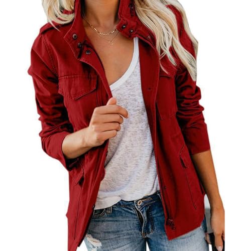 DüNne Jacke Damen, ÜBergangsjacke Damen Leichte Sommerjacke Herbst Stehkragen Jacket Boyfriend Parka DüNne FrüHlingsjacke Elegant Leichte Jacke Kurzmantel Blouson Jacken von Lvnsdknerse
