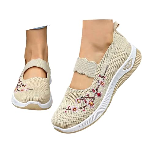 Lvnsdknerse Hallux Valgus Schuhe Damen, Sneaker Damen Diabetiker Schuhe Vermascht Walkingschuhe Turnschuhe Laufschuhe Breite Fuß OrthopäDische Trainer Outdoor Sportschuhe, Beige, 40 EU von Lvnsdknerse