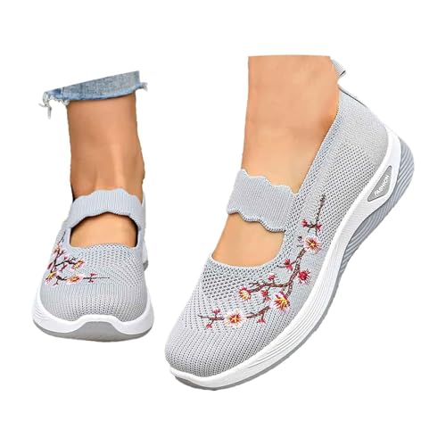 Lvnsdknerse Hallux Valgus Schuhe Damen, Sneaker Damen Diabetiker Schuhe Vermascht Walkingschuhe Turnschuhe Laufschuhe Breite Fuß OrthopäDische Trainer Outdoor Sportschuhe, Grau, 41 EU von Lvnsdknerse