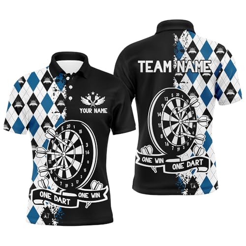 One Dart One Win - Individuelles Argyle-Darts-Shirt für Herren - Lustiges Team-Trikot - Beste Dart-Bekleidung - Performance-Dart-Shirt - Personalisiert T3227 von Lvorysport