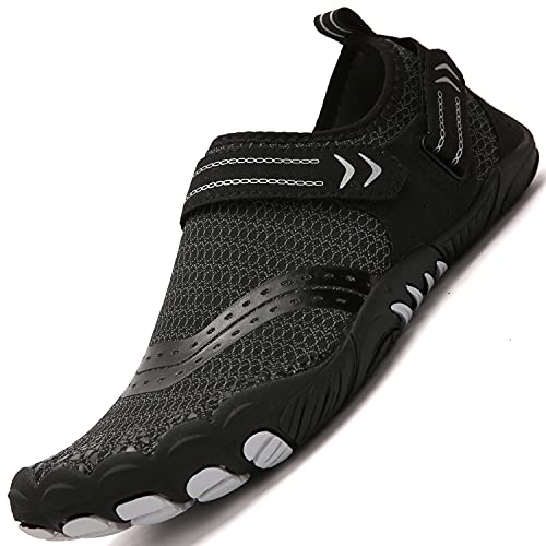 Lvptsh Badeschuhe Wasserschuhe Strandschuhe Aquaschuhe Schwimmschuhe Herren Damen,Schwarz 4,EU38 von Lvptsh