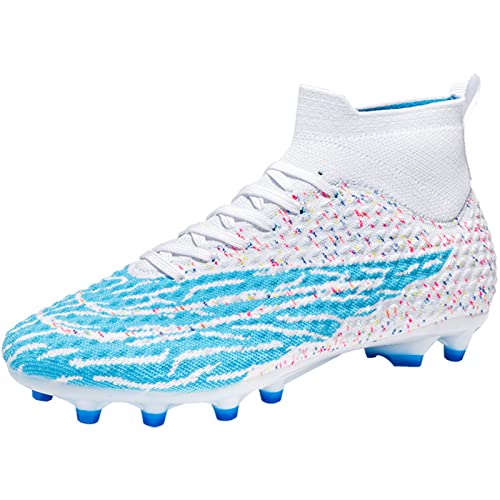 Lvptsh Fußballschuhe Herren Kunstrasen Fussballschuhe Spike Cleats Kinder Jungen Trainingsschuhe Professionelle Outdoor Sport Football Schuhe Fg/Ag Gr.32-46,Weiß,EU45 von Lvptsh