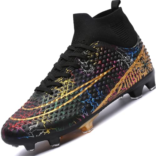 Lvptsh Fußballschuhe Herren Microfaser Spike Cleats Kunstrasen Fussballschuhe Kinder Jungen Fg Ag Outdoor Sport Football Schuhe Fußball Stiefel,Black EU35 von Lvptsh