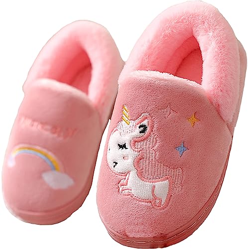 Lvptsh Hausschuhe Kinder Mädchen Jungen Wärme Kindergarten Schuhe Plüsch Pantoffeln Haus Winterschuhe Anti-Rutsch Baby Slippers,Red2,EU30/31 von Lvptsh