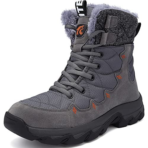 Lvptsh Herren Damen Winterstiefel Schneestiefel Wasserdicht Warme Gefüttert Anti-Rutsch Trekking Wanderschuhe Winterschuhe Outdoor Boots Stiefeletten,Grau,EU41 von Lvptsh