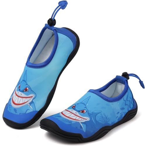 Lvptsh Kinder Badeschuhe Strandschuhe Wasserschuhe Jungen Mädchen Aquaschuhe Schnell Trocknend Barfußschuhe Wassersport Beach Pool Surfen,Blau 10,EU32 von Lvptsh