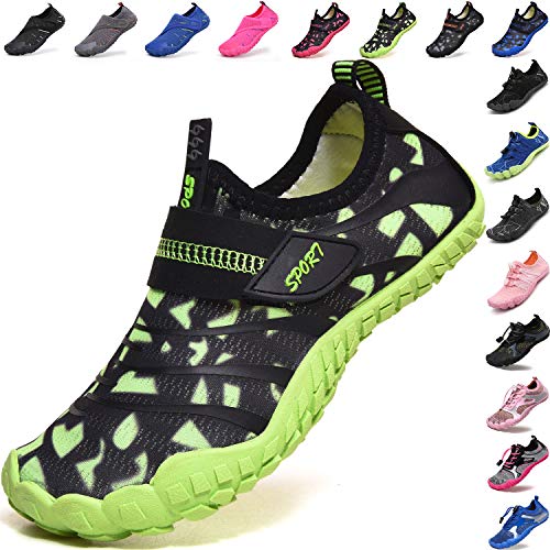 Lvptsh Kinder Badeschuhe Strandschuhe Wasserschuhe Jungen Mädchen Aquaschuhe Schnell Trocknend Barfußschuhe Wassersport Beach Pool Surfen,Dunkelgrün,EU33 von Lvptsh