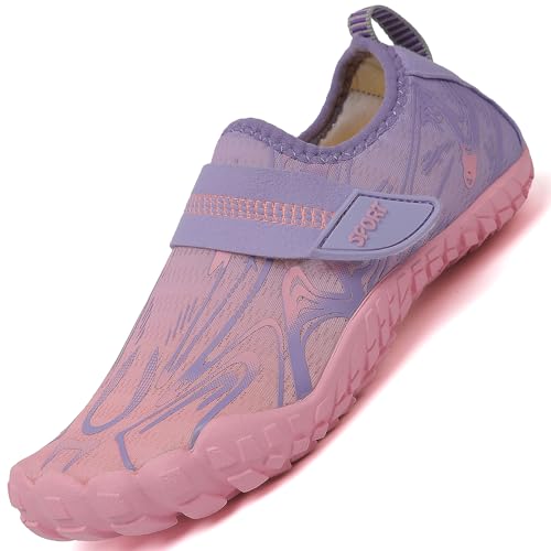 Lvptsh Kinder Badeschuhe Strandschuhe Wasserschuhe Jungen Mädchen Aquaschuhe Schnell Trocknend Barfußschuhe Wassersport Beach Pool Surfen,RosaViolett,EU29 von Lvptsh