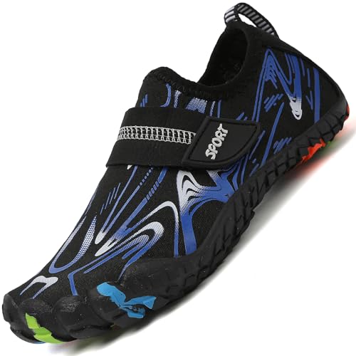 Lvptsh Kinder Badeschuhe Strandschuhe Wasserschuhe Jungen Mädchen Aquaschuhe Schnell Trocknend Barfußschuhe Wassersport Beach Pool Surfen,Schwarz 5,EU38 von Lvptsh