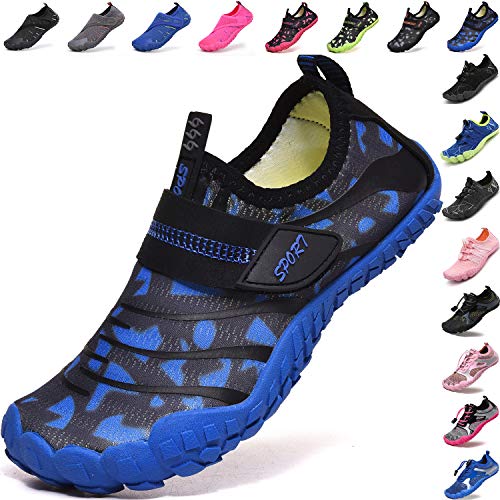 Lvptsh Kinder Badeschuhe Strandschuhe Wasserschuhe Jungen Mädchen Aquaschuhe Schnell Trocknend Barfußschuhe Wassersport Beach Pool Surfen,Schwarz Blau,EU29 von Lvptsh