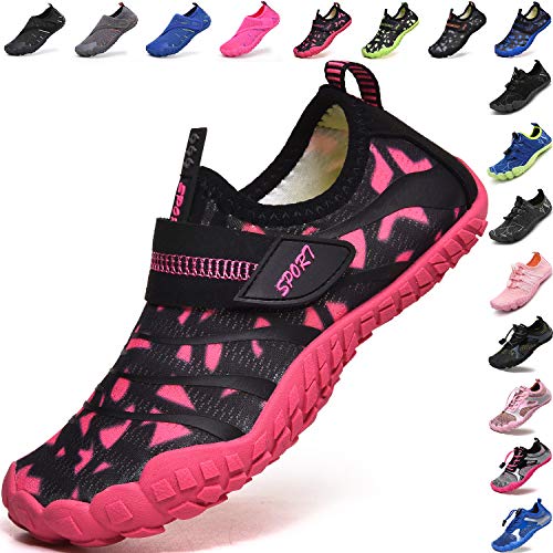 Lvptsh Kinder Badeschuhe Strandschuhe Wasserschuhe Jungen Mädchen Aquaschuhe Schnell Trocknend Barfußschuhe Wassersport Beach Pool Surfen,Schwarze Rose,EU29 von Lvptsh