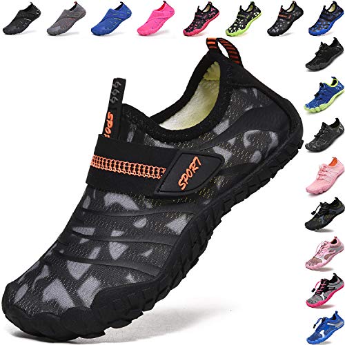 Lvptsh Kinder Badeschuhe Strandschuhe Wasserschuhe Jungen Mädchen Aquaschuhe Schnell Trocknend Barfußschuhe Wassersport Beach Pool Surfen,Schwarzgrau,EU29 von Lvptsh