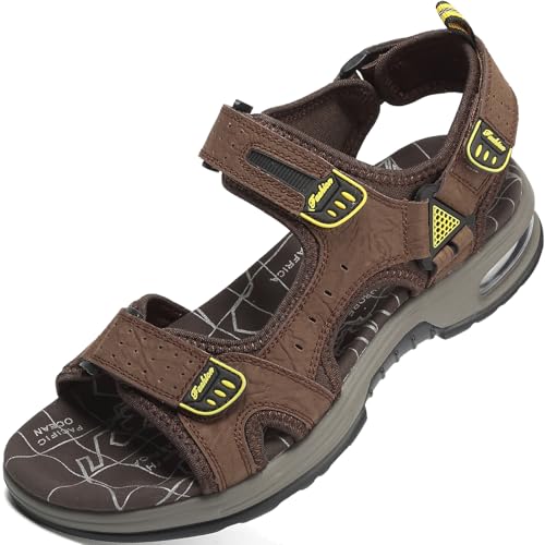 Lvptsh Outdoor Sandalen Herren Leder Wandersandalen Trekkingsandalen Männer Wanderschuhe Sommer Geschlossene Wasser Fischer Sport Sandalen,Braun3,EU40 von Lvptsh