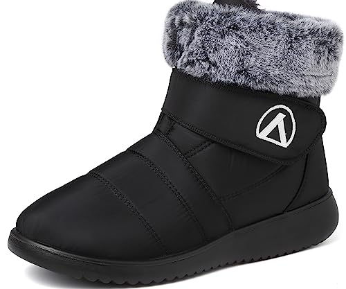 Lvptsh Schneestiefel Wasserdicht Damen Herren Winterstiefel Pelz Gefüttert Stiefeletten Frauen Outdoor Kurzschaft Stiefel Warme Booties Leichte Winterboots,Black,EU42 von Lvptsh