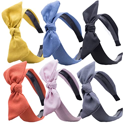 Lvyeer Stirnbänder für Damen, niedliche Schleife, Stirnbänder mit Draht, seitliche Schleife, Kaninchenohren, Haarschmuck für Damen und Mädchen, 6 Stück (Stil 3) von Lvyeer