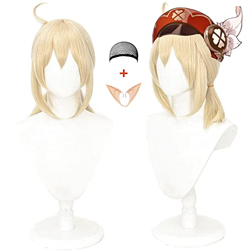 Lwiuentx Genshin Impact Cosplay Klee Hellblonde Perücke mit 2 Pferdeschwänzen für Halloween Party + Kostenlose Perückenkappe von Lwiuentx