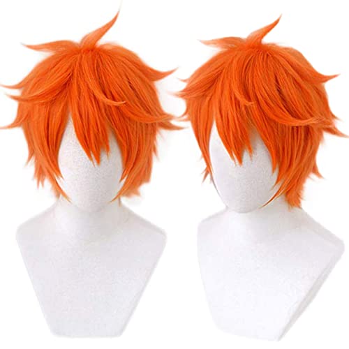 Lwiuentx Haikyuu!! Cosplay Hinata Shoyo Kurze Orange Perücke für Herren Damen Halloween Party + Kostenlose Perückenkappe von Lwiuentx