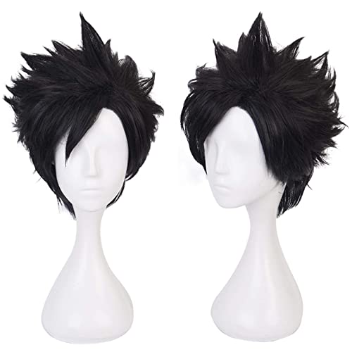 Lwiuentx Haikyuu!! Cosplay Tetsurou Kuroo Kurze Schwarze Perücke für Herren Damen Halloween Party + Kostenlose Perückenkappe von Lwiuentx