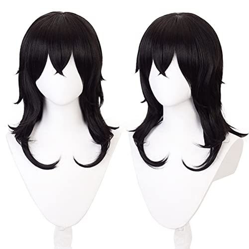 Lwiuentx MHA Cosplay Aizawa Shouta Lange gewellte schwarze Perücke+ kostenlose Perückenkappe von Lwiuentx