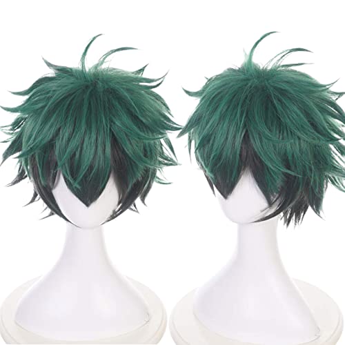 Lwiuentx MHA Cosplay Midoriya Izuku Kurze grüne Perücke+ kostenlose Perückenkappe von Lwiuentx