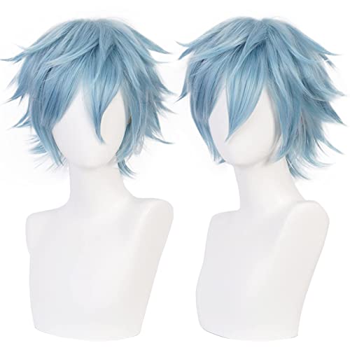 Lwiuentx MHA Cosplay Shigaraki Tomura Kurze blaue Perücke+ kostenlose Perückenkappe von Lwiuentx