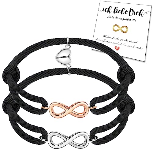 Lwkeay Partner Geschenke Infinity Pärchen Armbänd Magnet - Unendlichkeit Herz Magnet Armband paare verstellbar - Tolles Partnerarmbänder für Paare Valentinstag Weihnachtsgeschenke von Lwkeay
