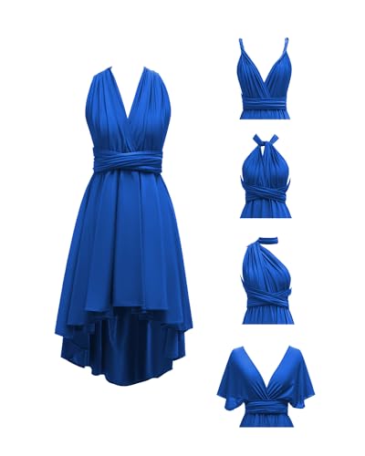 Lxhome Damen Kurz Convertible Kleid mit Bandeau High Low Infinity Brautjungfernkleider Transformer Ballkleid, Königsblau, Einheitsgröße von Lxhome