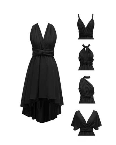 Lxhome Damen Kurz Convertible Kleid mit Bandeau High Low Infinity Brautjungfernkleider Transformer Ballkleid, Schwarz, Einheitsgröße Mehr von Lxhome